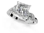 Solitaire Engagement Ring Setting for Princess Cut Center with Marquise Accent Twist Band and Prong Head in Sterling Silver