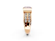Bezel Engagement Ring Setting for Fancy Pink Princess Cut Center with Wide Channel-Set Band and Bezel Head in Rose Gold
