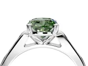 Solitaire Engagement Ring Setting for Fancy Green Cushion Cut Center with Channel Accents and Prong Head in White Gold