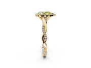 Halo Engagement Ring Setting for Fancy Yellow Pear-Shaped Center with Pave and Plain Twist Band and Prong Head in Yellow Gold