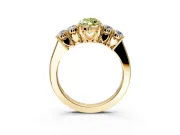 5 Stone Engagement Ring Setting for Fancy Yellow Marquise Center with Equal Close-Set Accents and Prong Head in Yellow Gold
