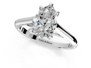 Solitaire Engagement Ring Setting for Pear-Shaped Center with Cathedral Band and Prong Head in White Gold