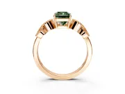 Leaf Engagement Ring Setting for Fancy Green Princess Cut Center with Milgrain Accent Band and Prong Head in Rose Gold