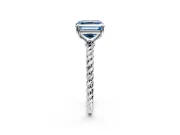 Solitaire Engagement Ring Setting for Fancy Blue Asscher Cut Center with Plain Twisted Rope Band and Prong Head in White Gold