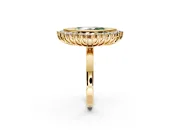 Halo Engagement Ring Setting for Fancy Green Marquise Center with Milgrain Bezel Rim, Plain Band and Prong Head in Yellow Gold