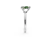 Minimalist Solitaire Engagement Ring Setting for Fancy Green Pear-Shaped Center with Thin Band and Prong Head in Platinum