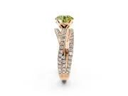 Solitaire Engagement Ring Setting for Fancy Yellow Round Cut Center with Woven 3-Strand Pave Band and Prong Head in Rose Gold