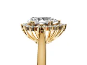 Starburst Halo Engagement Ring Setting for Pear-Shaped Center with Thin Round-Wire Band and Prong Head in Yellow Gold