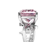 Solitaire Engagement Ring Setting for Fancy Pink Princess Cut Center with Pave and Plain Crossover Band and Prong Head in Sterling Silver