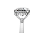 Solitaire Engagement Ring Setting for Radiant Cut Center with Fine Wire Band and Prong Head in Platinum