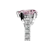 Solitaire Engagement Ring Setting for Fancy Pink Pear-Shaped Center with Widening Pave Band and Claw Prong Head in White Gold