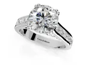 Solitaire Engagement Ring Setting for Round Cut Center with Channel Band and Double Claw Prong Head in Sterling Silver