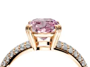 Solitaire Engagement Ring Setting for Fancy Pink Cushion Cut Center with Multi-Row Pave Accents and Basket Head in Rose Gold