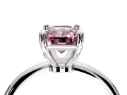 Minimalist Solitaire Engagement Ring Setting for Fancy Pink Emerald Cut Center with Thin Band and Prong Head in White Gold