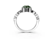 Vintage Station Engagement Ring Setting for Fancy Green Round Cut Center with Accents and Prong Head in Sterling Silver