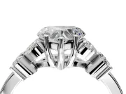 Floral Engagement Ring Setting for Heart-Shaped Center with Marquise Cluster Shoulders and Prong Head in White Gold