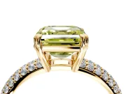 Solitaire Engagement Ring Setting for Fancy Yellow Asscher Cut Center with Multi-Row Pave Accents and Basket Head in Yellow Gold