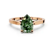 Solitaire Engagement Ring Setting for Fancy Green Pear-Shaped Center with Tapered Shoulders and Prong Head in Rose Gold