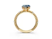 Rope Engagement Ring Setting for Fancy Blue Heart-Shaped Center with Accent Shoulders and Prong Head in Yellow Gold