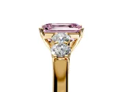 5 Stone Engagement Ring Setting for Fancy Pink Emerald Cut Center with Equal Close-Set Accents and Prong Head in Yellow Gold