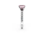 Solitaire Engagement Ring Setting for Fancy Pink Asscher Cut Center with Large Accents and Prong Head in White Gold