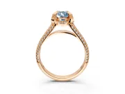 Solitaire Engagement Ring Setting for Fancy Blue Pear-Shaped Center with Accented Split Shank and Prong Head in Rose Gold
