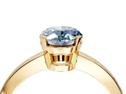 Solitaire Engagement Ring Setting for Fancy Blue Oval Center with Plain Band and Flat Tab Prong Head in Yellow Gold