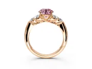 Cluster Engagement Ring Setting for Fancy Pink Round Cut Center with Round Cut Accent Frame and Prong Head in Rose Gold