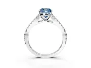Solitaire Engagement Ring Setting for Fancy Blue Cushion Cut Center with Pave Split Shank and Prong Head in Platinum