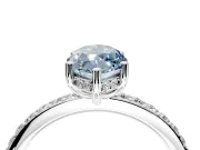 Solitaire Engagement Ring Setting for Fancy Blue Marquise Center with Fine Pave Band and Prong Head in Platinum