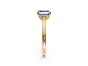 Solitaire Engagement Ring Setting for Fancy Blue Asscher Cut Center with Narrow Cathedral Band and Prong Head in Yellow Gold