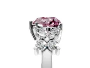 Floral Engagement Ring Setting for Fancy Pink Heart-Shaped Center with Marquise Cluster Shoulders and Prong Head in Platinum