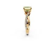Solitaire Engagement Ring Setting for Fancy Yellow Asscher Cut Center with Half-Pave Crossover Band and Prong Head in Yellow Gold