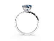 Solitaire Engagement Ring Setting for Fancy Blue Heart-Shaped Center with Fine Pave Narrow Band and Prong Head in Platinum