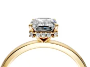 Hidden Halo Engagement Ring Setting for Emerald Cut Center with Plain Band and Tall Prong Head in Yellow Gold
