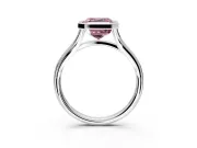 Solitaire Engagement Ring Setting for Fancy Pink Asscher Cut Center with V Split Shank and Bezel Head in Platinum