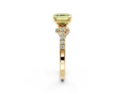 Solitaire Engagement Ring Setting for Fancy Yellow Asscher Cut Center with Crossover Accents and Prong Head in Yellow Gold