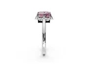 Floral Frame Engagement Ring Setting for Fancy Pink Princess Cut Center with Accent Clusters and Prong Head in Platinum
