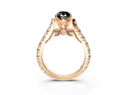 Solitaire Engagement Ring Setting for Fancy Black Marquise Center with Pave Cathedral Shoulders and Prong Head in Rose Gold