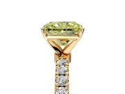 Open Basket Engagement Ring Setting for Fancy Yellow Radiant Cut Center with Pave Band and Prong Head in Yellow Gold