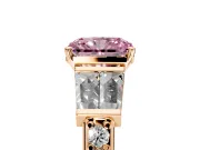 Channel-Set Engagement Ring Setting for Fancy Pink Radiant Cut Center with Baguette Band and Prong Head in Rose Gold
