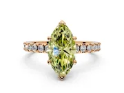 Solitaire Engagement Ring Setting for Fancy Yellow Marquise Center with Fine Pave Band and Claw Prong Head in Rose Gold