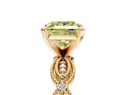 Solitaire Engagement Ring Setting for Fancy Yellow Princess Cut Center with Marquise Panel Band and Prong Head in Yellow Gold