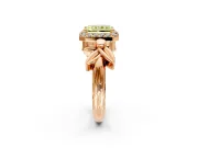Halo Engagement Ring Setting for Fancy Yellow Radiant Cut Center with Floral Band and Prong Head in Rose Gold