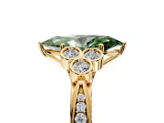Cluster Engagement Ring Setting for Fancy Green Marquise Center with Bezel Accent Clusters and Prong Head in Yellow Gold
