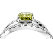 Solitaire Engagement Ring Setting for Fancy Yellow Emerald Cut Center with Wide-Open Split Shank and Prong Head in Platinum