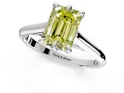Solitaire Engagement Ring Setting for Fancy Yellow Emerald Cut Center with Cathedral Band and Prong Head in Sterling Silver