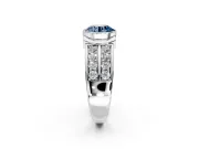 Bezel Engagement Ring Setting for Fancy Blue Round Cut Center with Wide Channel-Set Band and Bezel Head in Sterling Silver