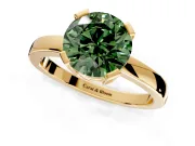 Solitaire Engagement Ring Setting for Fancy Green Round Cut Center with Plain Band and Flat Tab Prong Head in Yellow Gold
