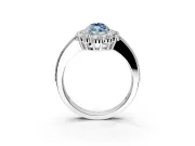 Halo Engagement Ring Setting for Fancy Blue Marquise Center with Milgrain Channel Band and Prong Head in Platinum